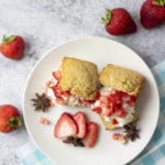 strawberry shortcake on a plate with strawberries