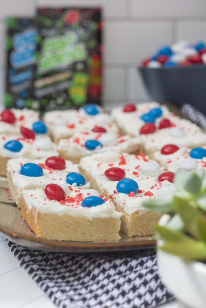 A tray of firecracker cookie bars