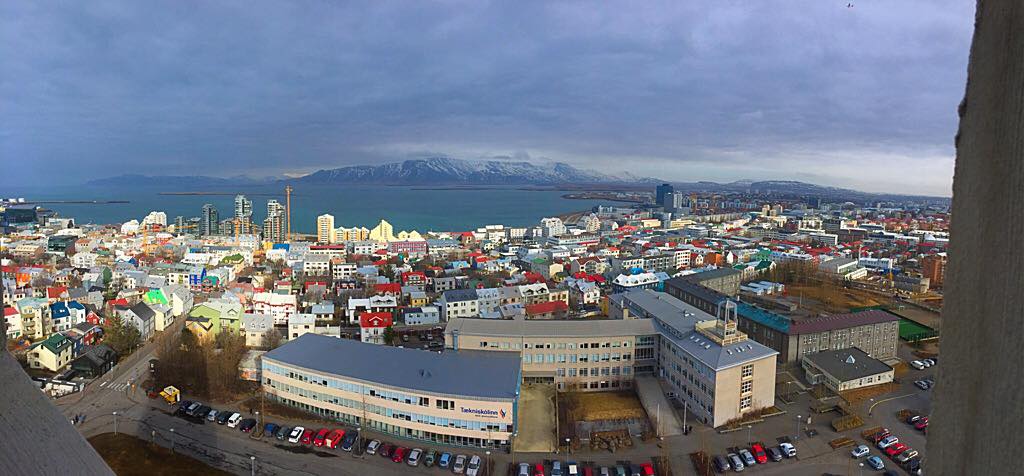 Cityscape of Reykjavik from a tower in a church