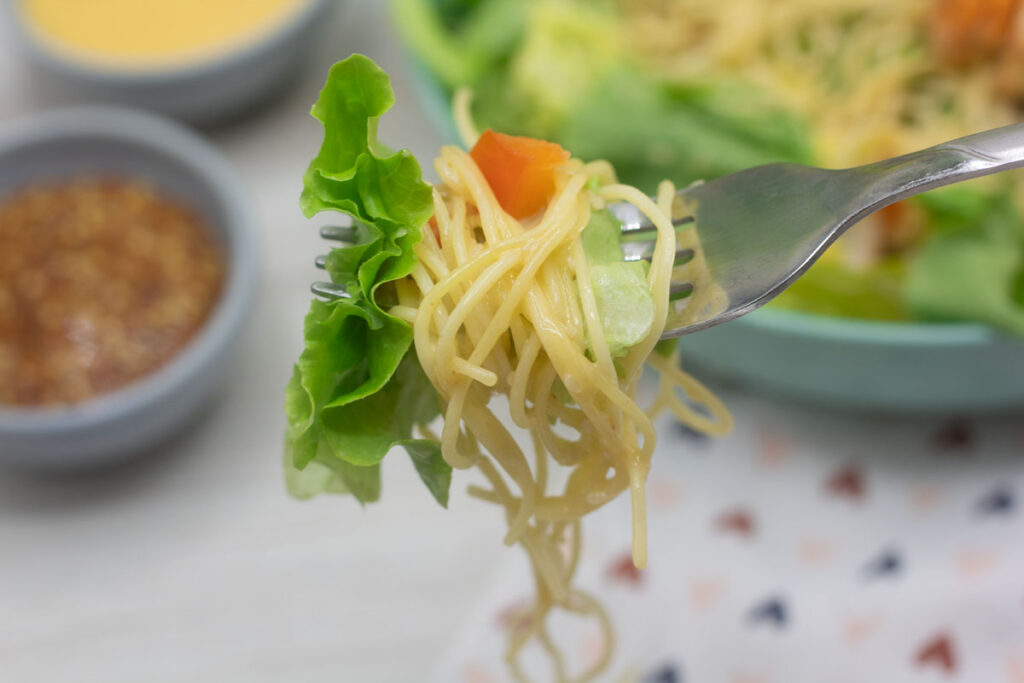 A forkful of Joe's honey mustard salad