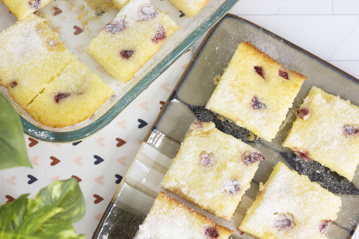 Lemon cake slices on a table