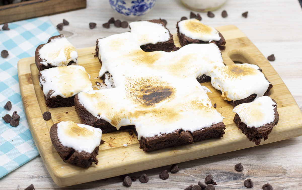 s'mores brownies scattered apart