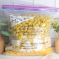 mac n cheese packed into a ziplock bag for a new momma meal