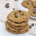 Tower of oatmeal chocolate chip cookies