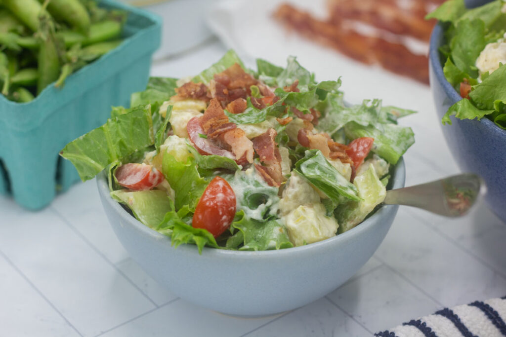 Potato salad tossed with BLT salad