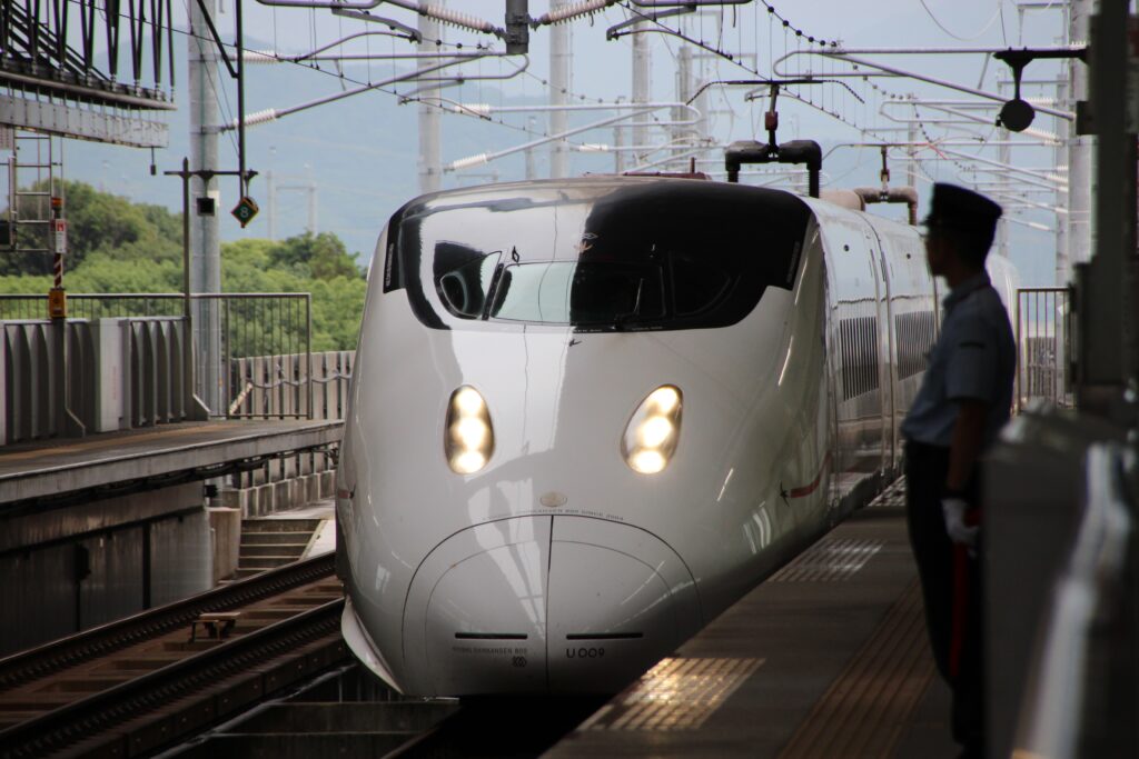 Shinkansen pulling into the station