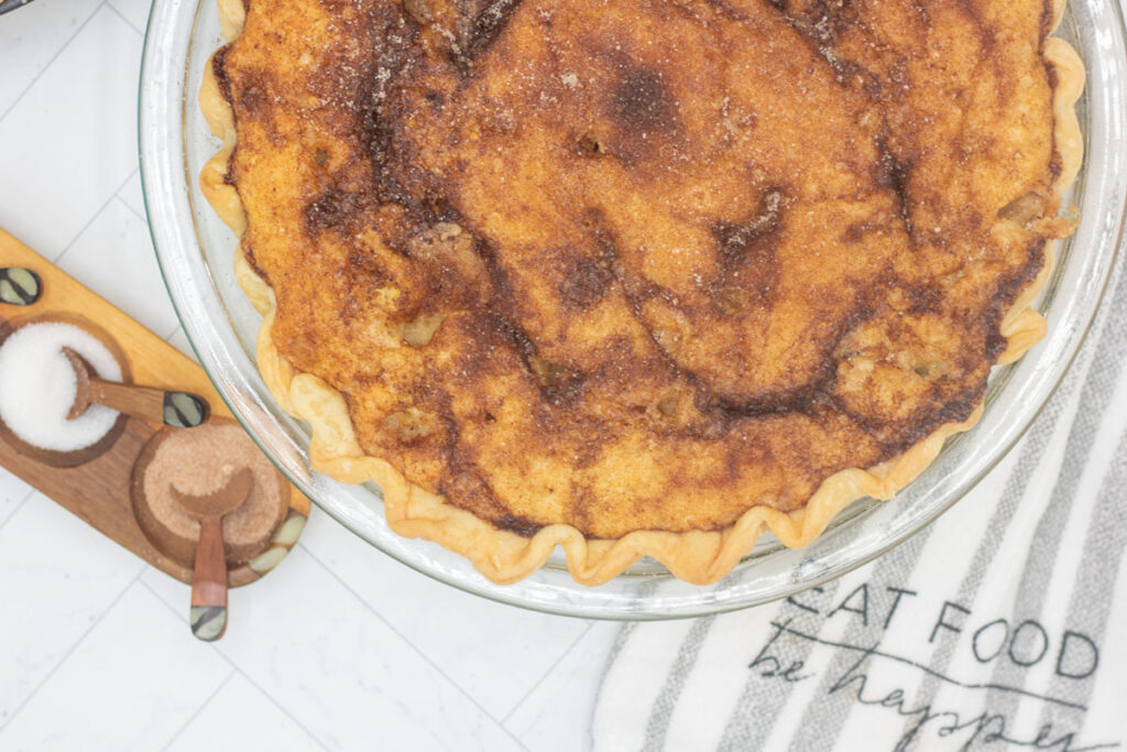 Top view of snickerdoodle pie