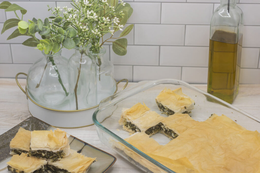 Assorted squares of spanakopita