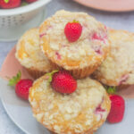 Plate of strawberries and strawberry muffins