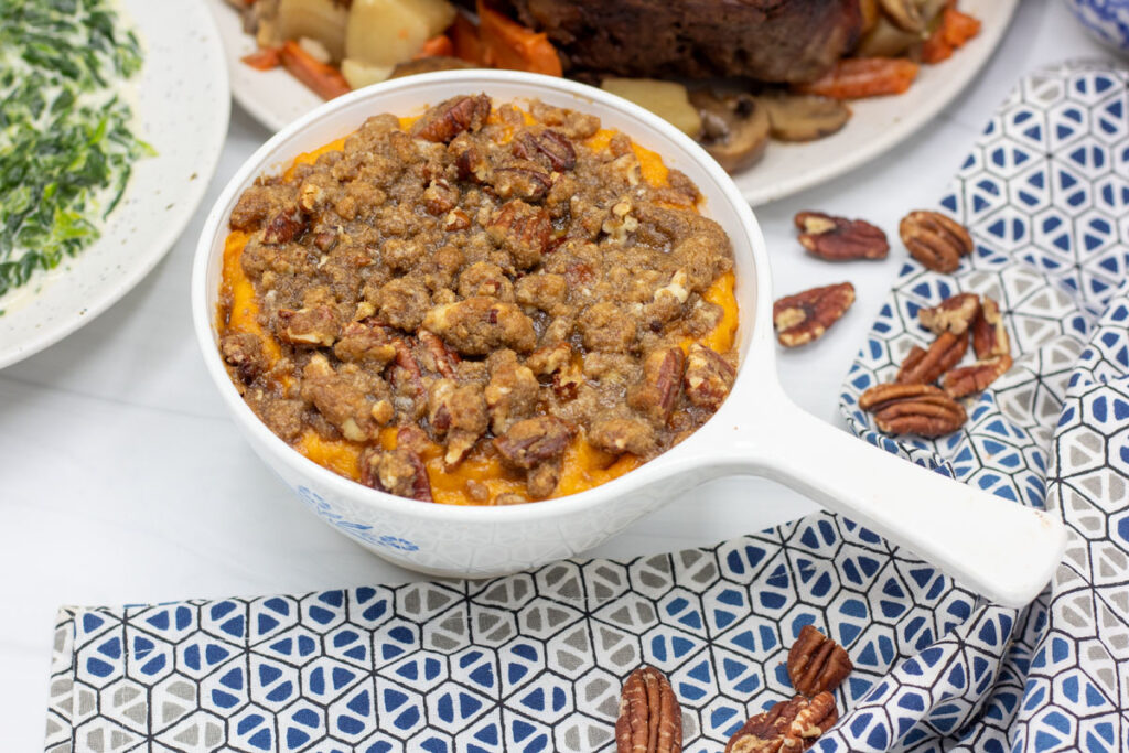 Small dish of sweet potato souffle