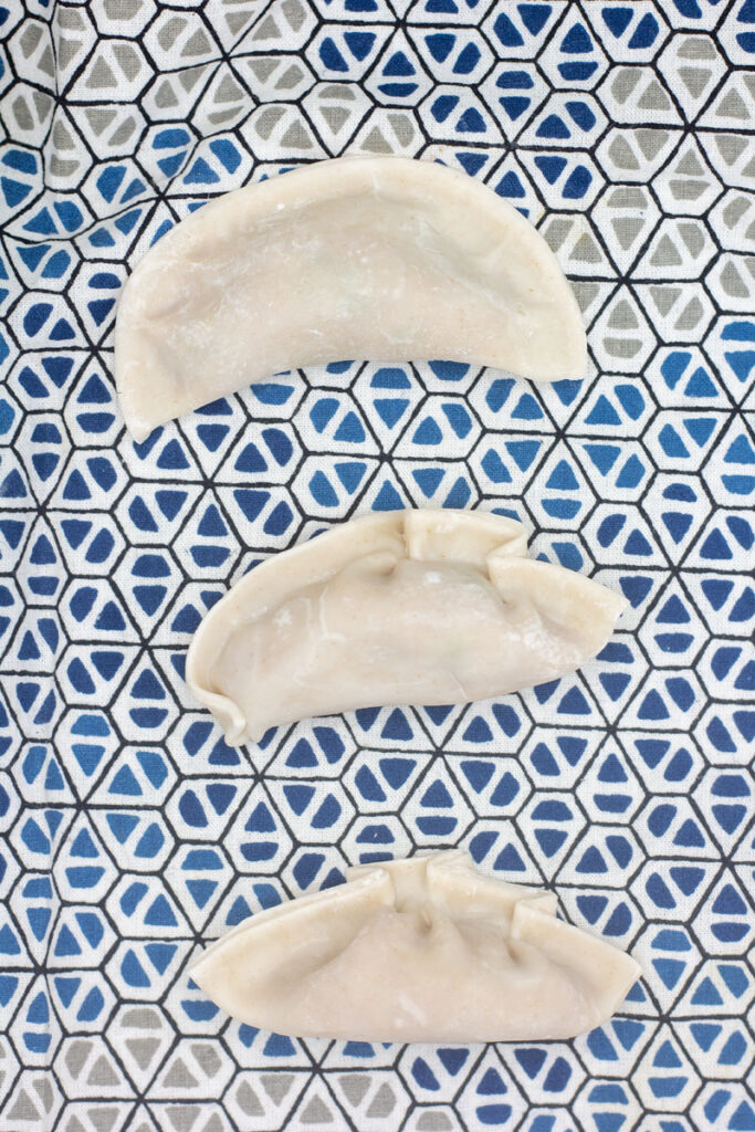 Stages of folding dumplings