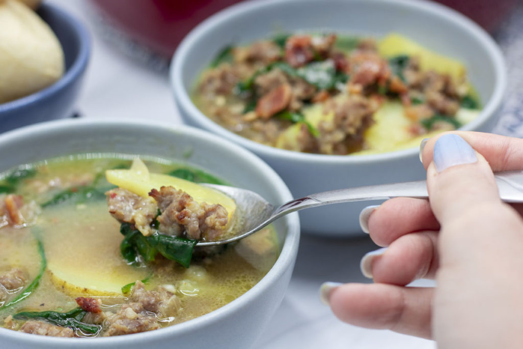 spooning up zuppa toscana